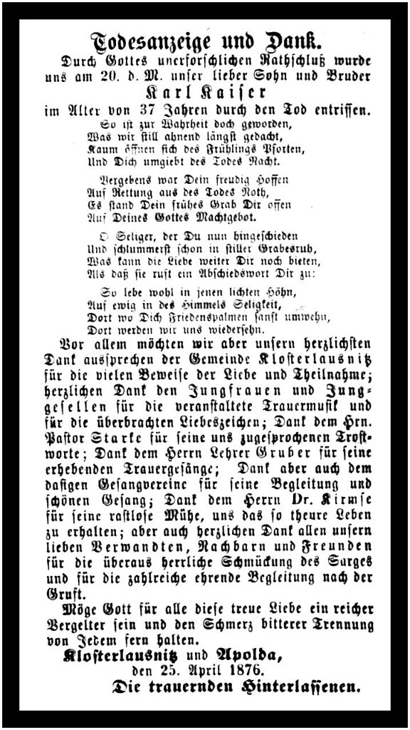 1876-04-20 Kl Trauer Kaiser
